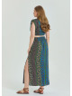 Navy Blue Plus Size Skirt with Elastic Waist and Slit 4625